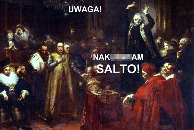 Jeden z popularnych internetowych memów – przykład wykorzystania wulgaryzmów dla osiągnięcia efektu komicznego.