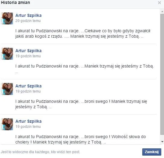 Historia zmian niewygodnego postu