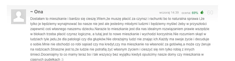 Komentarz osoby, która otrzymała przydział na mieszkanie.