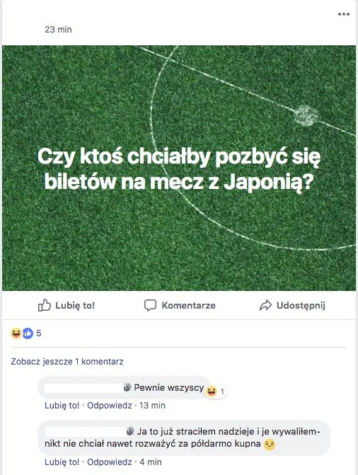Komentarze pod postem idealnie oddają poniedziałkowy nastrój kibiców.