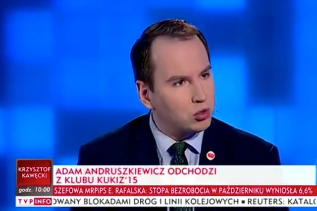 Adam Andruszkiewicz oficjalnie potwierdził odejście z klubu Kukiz'15.