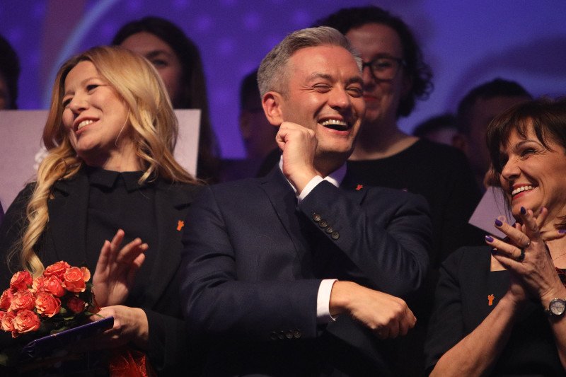 Robert Biedroń na konwencji swojej partii Wiosna w Poznaniu.