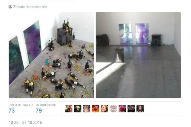 Widok po ostrej balandze? Nie! Instalacja artystyczna. Potraktowalibyście je miotłą?