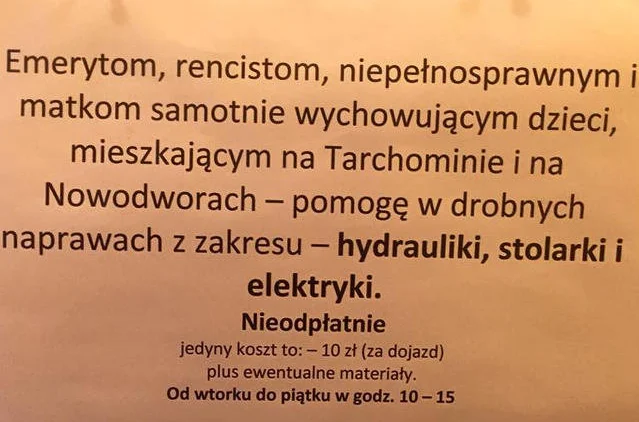 Ogłoszenie pana Józka "Złotej Rączki".