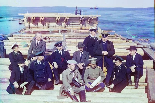 Rok 1915. Na budowie linii kolejowej