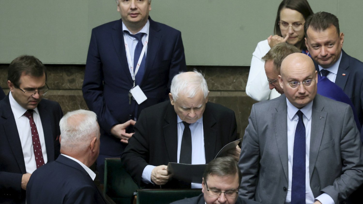 Jarosław Kaczyński i jego współpracownicy w Sejmie