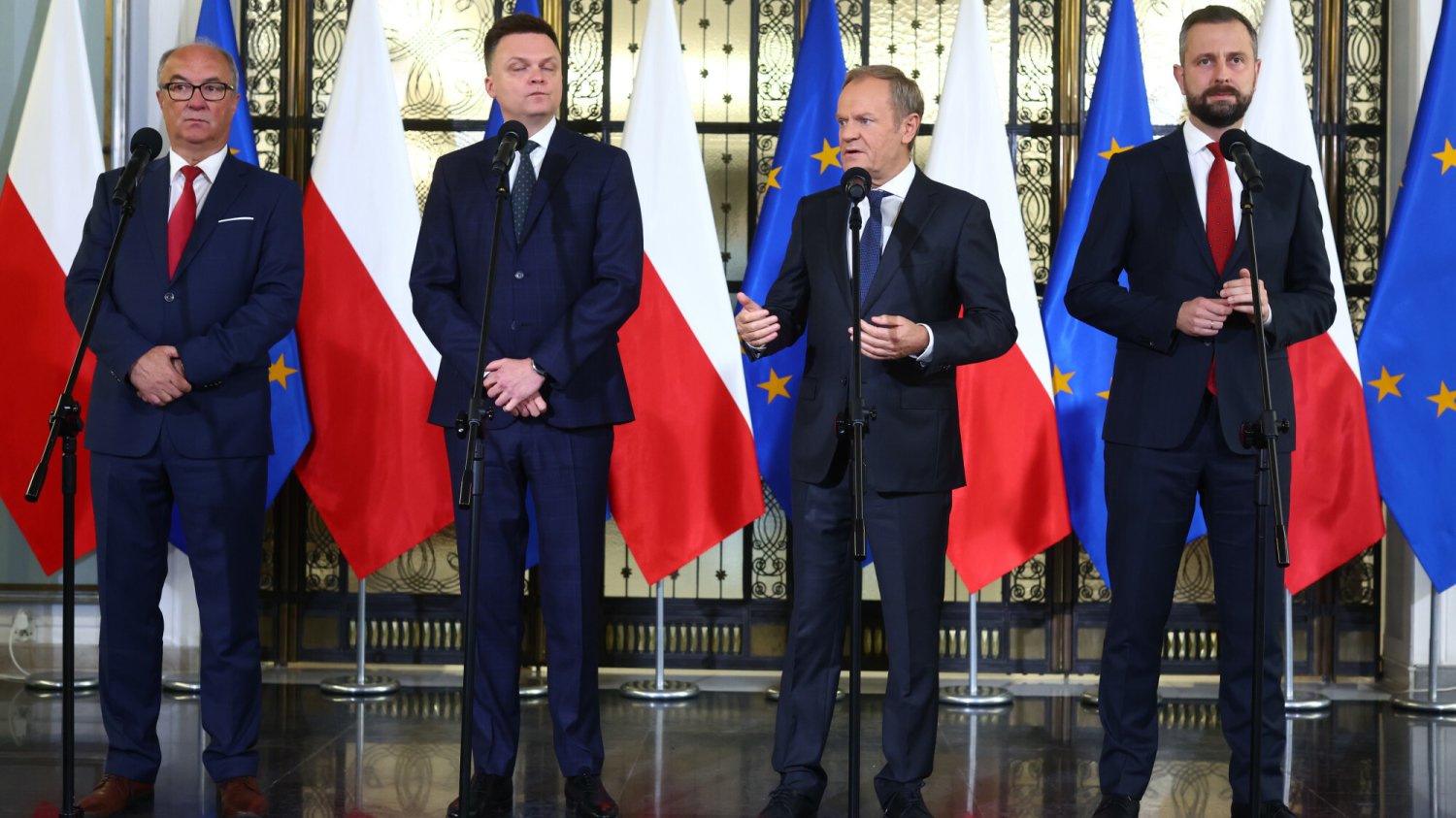 Liderzy nowej koalicji rządowej wygłosili wspólne oświadczenie o tworzeniu nowego rządu. Jego premierem ma zostać Donald Tusk.