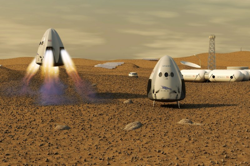 Wizualizacja kapsuły Dragon, która według zapowiedzi Space X ma wylądować na Marsie