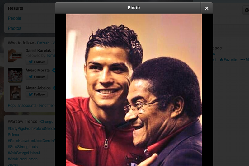 Eusebio był największą gwiazdą w historii portugalskiej piłki nożnej. Na Twitterze pożegnał go Cristiano Ronaldo.