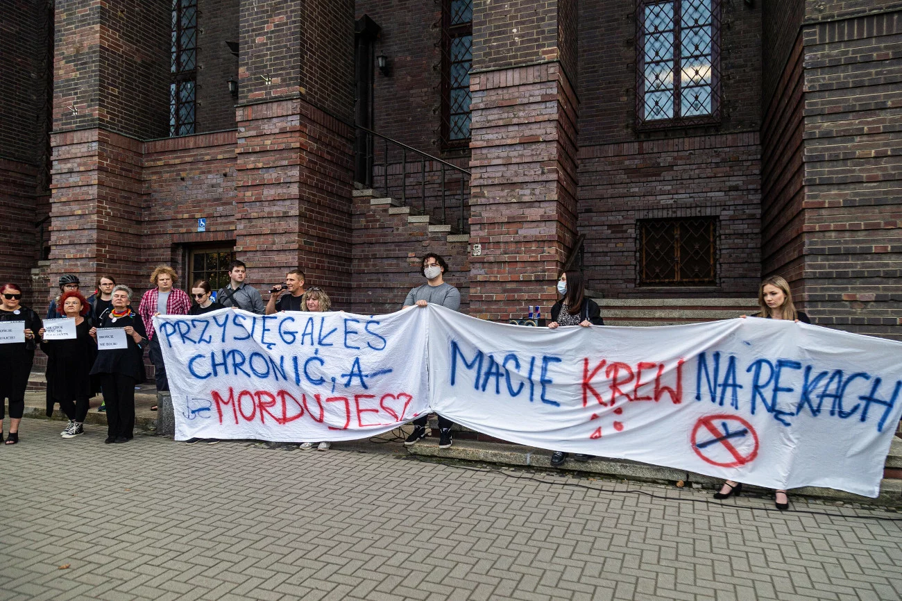 Protest przeciwko brutalności policji we Wrocławiu.