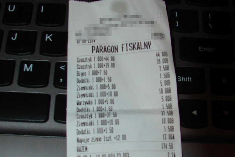 To kolejny paragon przedstawiający drogie szaszłyki od firmy spod tego samego adresu.