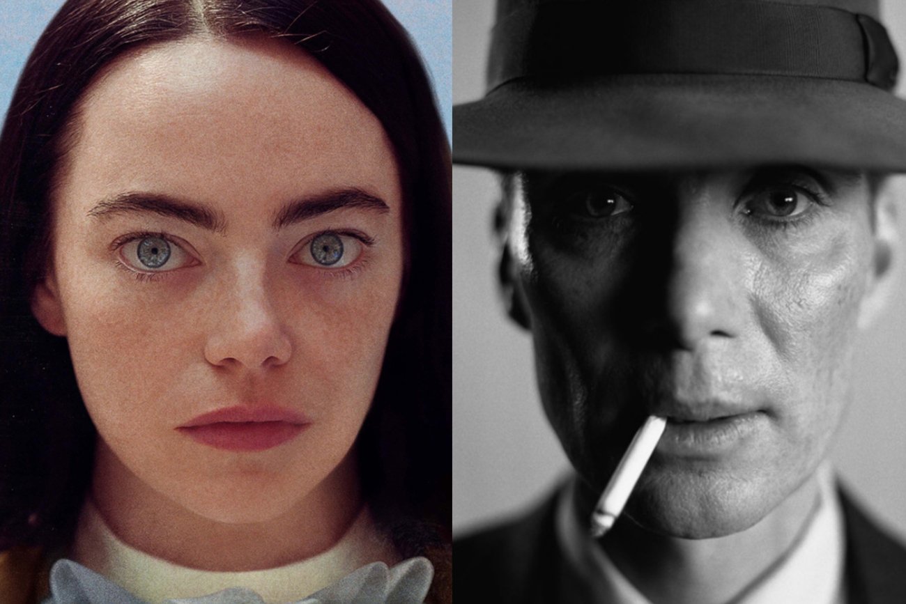 Emma Stone w filmie "Biedne istoty" i Cillian Murphy w filmie "Oppenheimer".