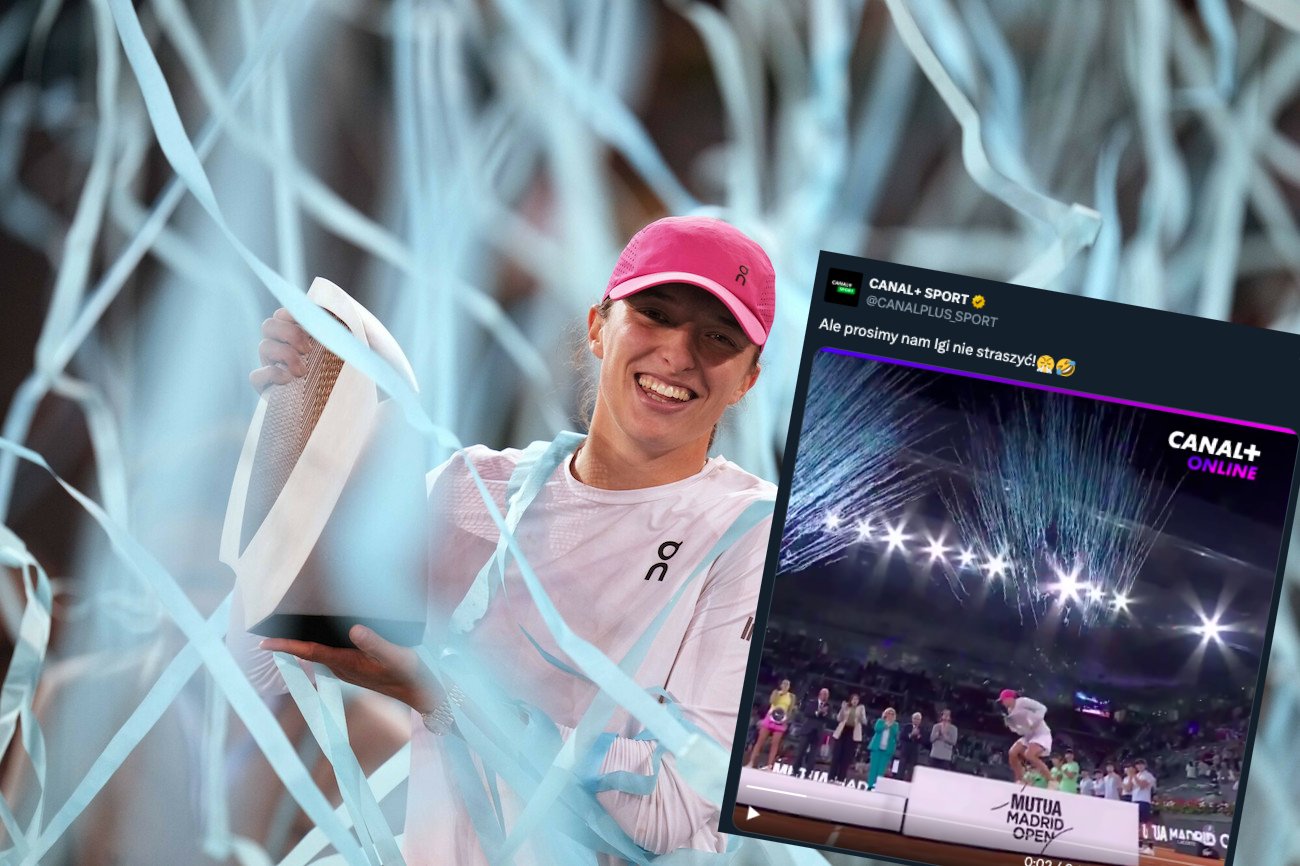 Kiedy Iga Świątek stała na podium, nagle rozległ się huk