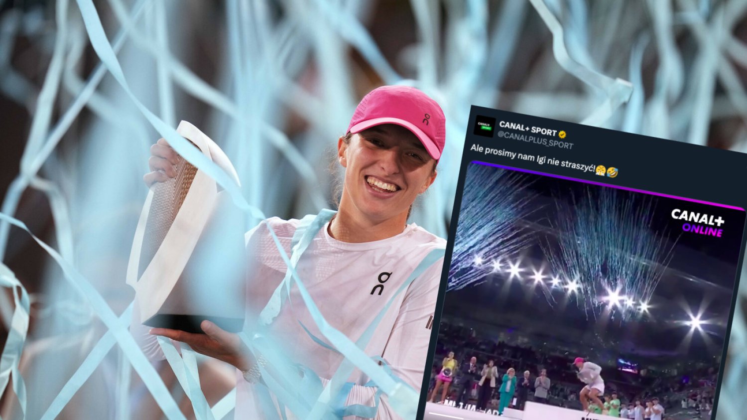 Kiedy Iga Świątek stała na podium, nagle rozległ się huk