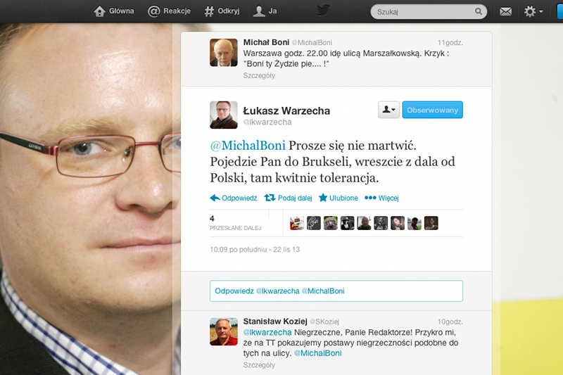 Łukasz Warzecha kpi z antysemickich okrzyków pod adresem Michała Boniego.