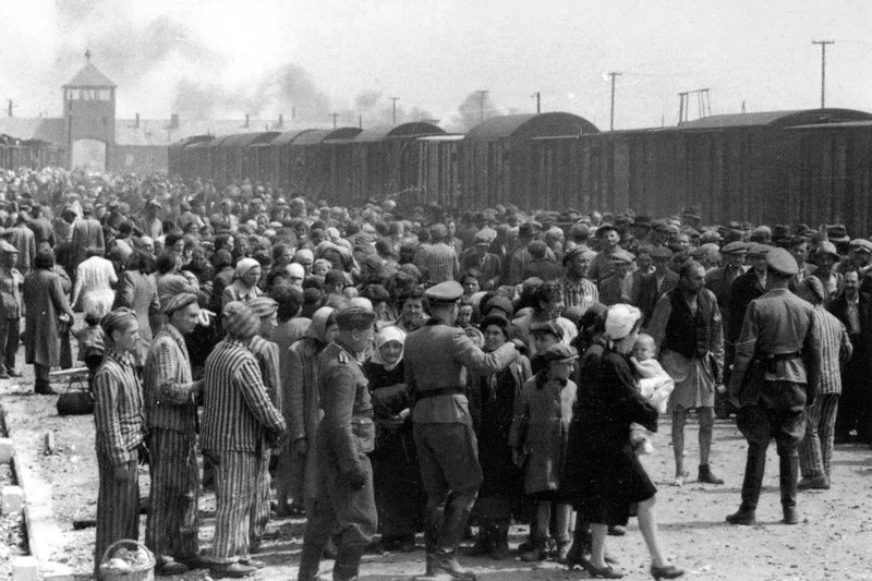 Selekcja więźniów na rampie w Auschwitz-Birkenau