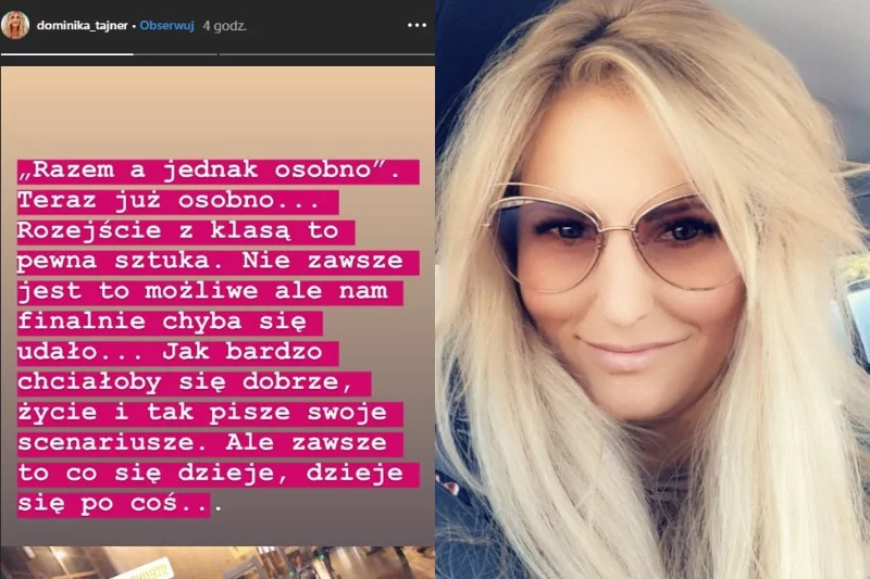 Dominika Tajner opublikowała w swoim InstaStories bardzo dojrzały wpis.