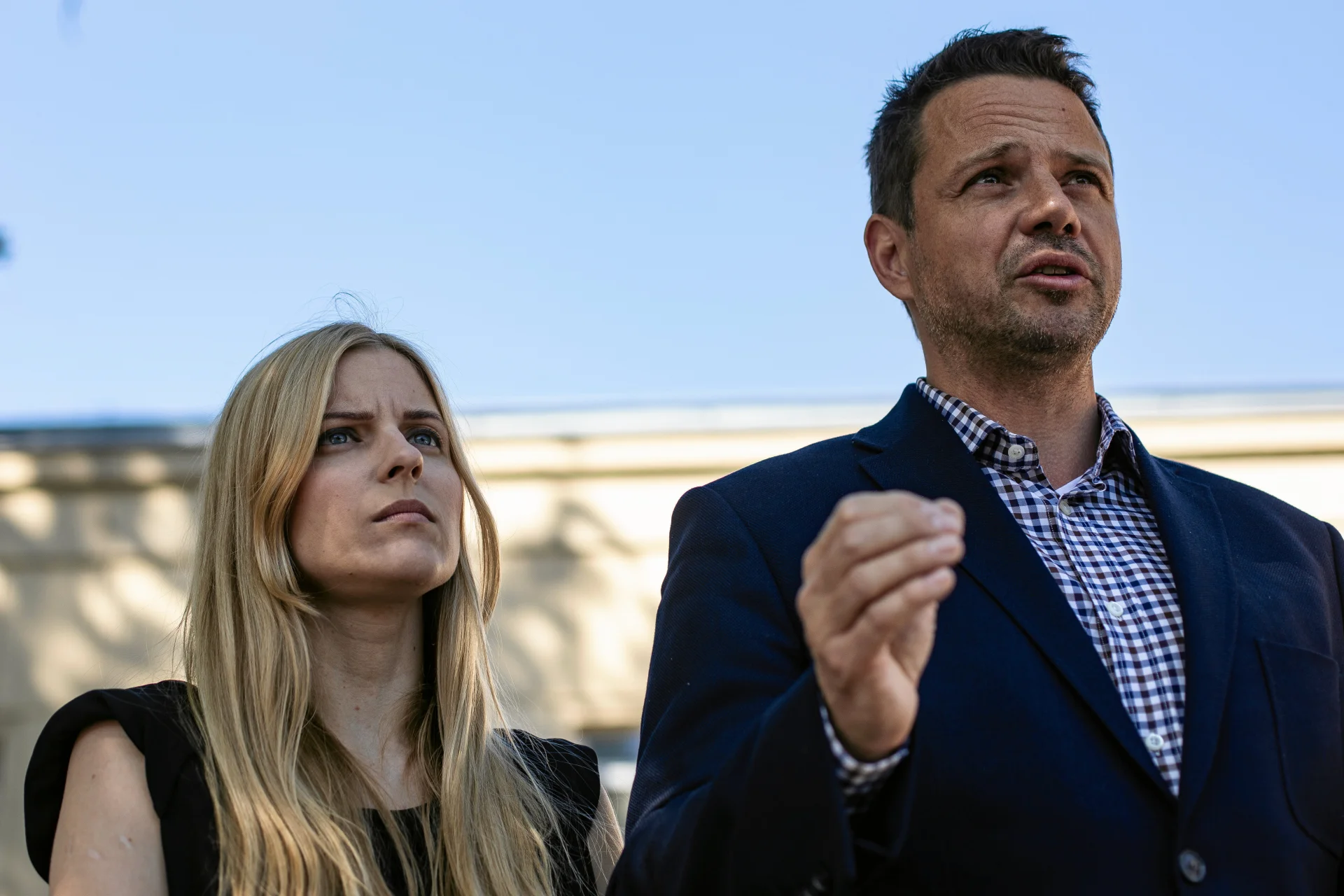 Aleksandra Gajewska, radna Warszawy i Rafał Trzaskowski, kandydat na prezydenta stolicy.