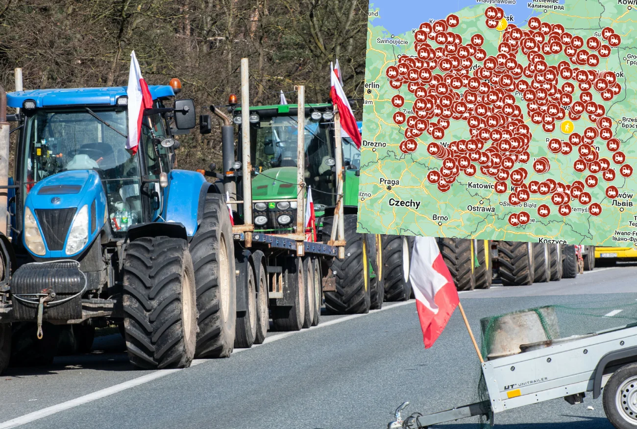 Protesty rolników w całej Polsce. Mapa utrudnień. Te drogi zablokowano.
