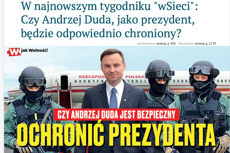 Środowisko braci Karnowskich martwi się o bezpieczeństwo Andrzeja Dudy