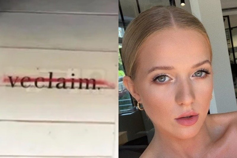 Na drzwiach butiku Jessiki Mercedes pojawiło się graffiti.