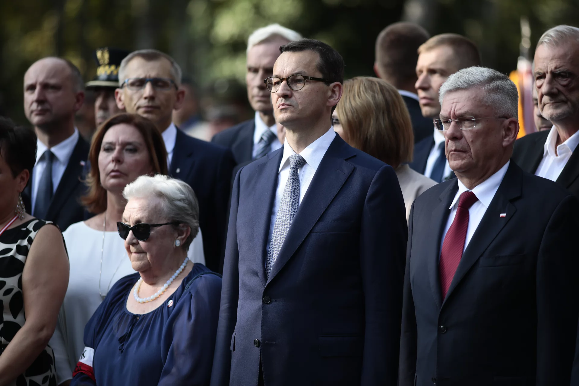 Hanna Stadnik podczas obchodów 74. rocznicy wybuchu Powstania Warszawskiego przy pomniku Gloria Victis.