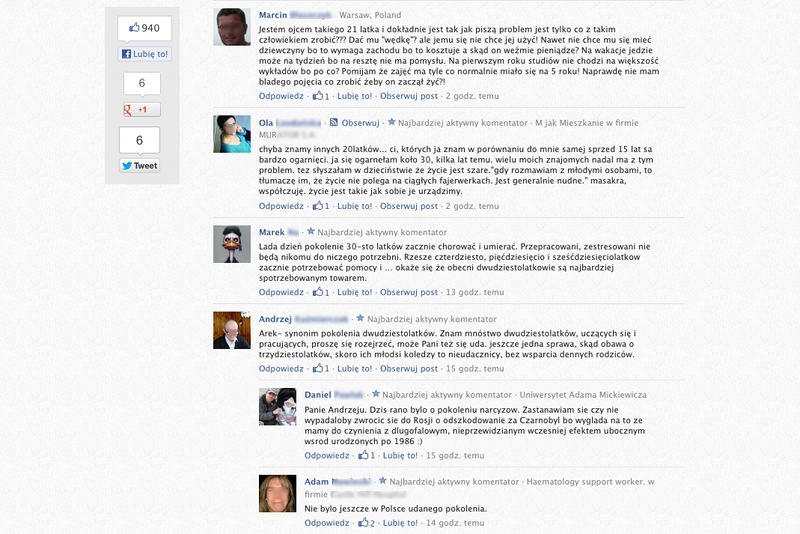 Komentarze pod tekstem "Złamane pokolenie 20-latków. Nie wiedzą, co chcą robić, więc nie robią nic"