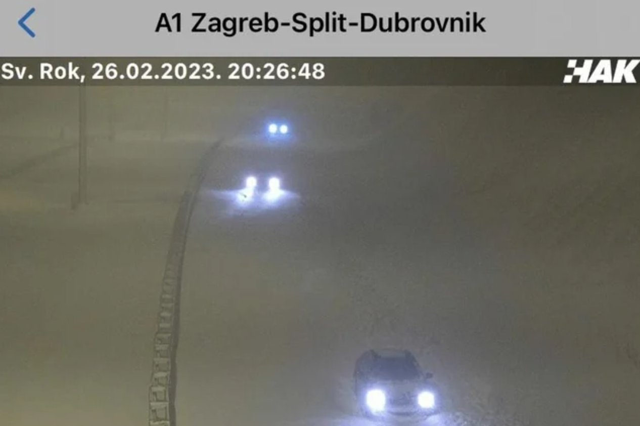 A1 w Chorwacji po opadach śniegu