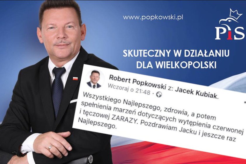 Radny PiS życzył klubowemu koledze spełnienia marzeń o wytępieniu tęczowej zarazy.