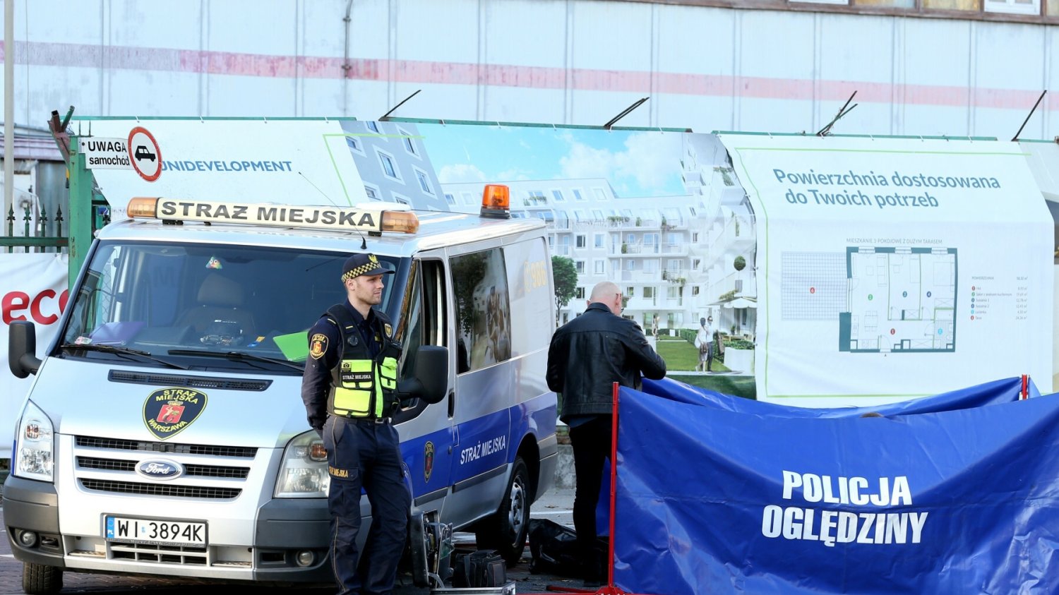 Miejsce wypadku na ul. Sokratesa w Warszawie w 2019 roku.
