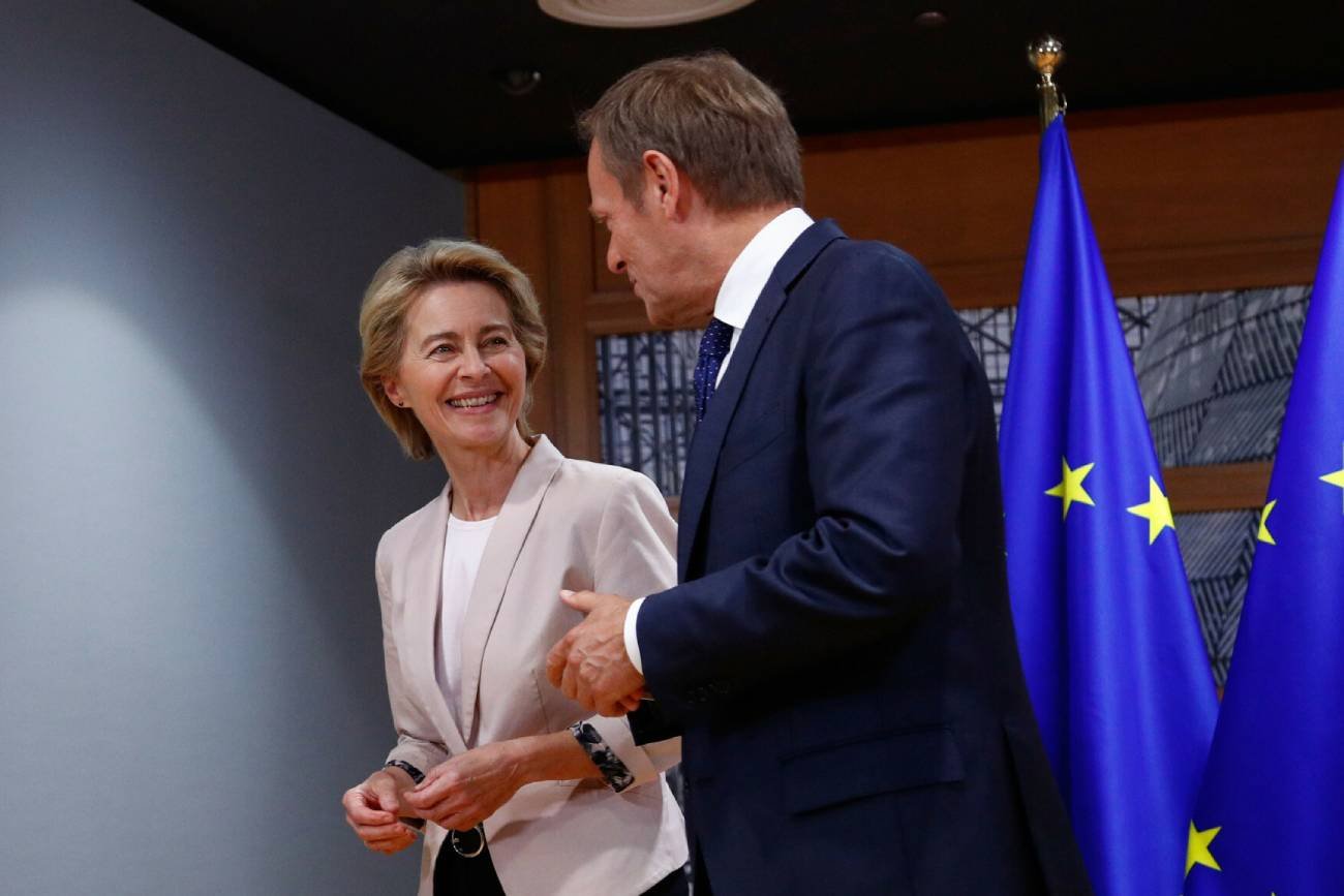 Kandydat na premiera Polski Donald Tusk i przewodnicząca KE Ursula von der Leyen.