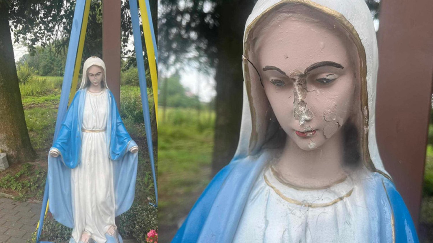 Zbezczeszczenie figury Matki Boskiej w Kościukach wywołało falę komentarzy. Ale nie było jedynym aktem profanacji na Podlasiu. Zdjęcia pojawiły się na Spotted Choroszcz.