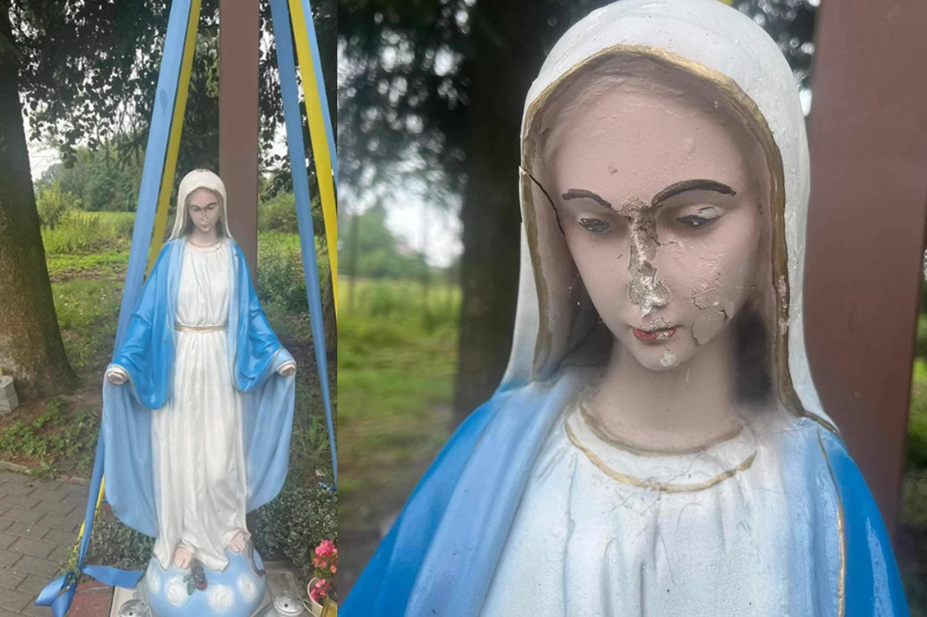 Zbezczeszczenie figury Matki Boskiej w Kościukach wywołało falę komentarzy. Ale nie było jedynym aktem profanacji na Podlasiu. Zdjęcia pojawiły się na Spotted Choroszcz.