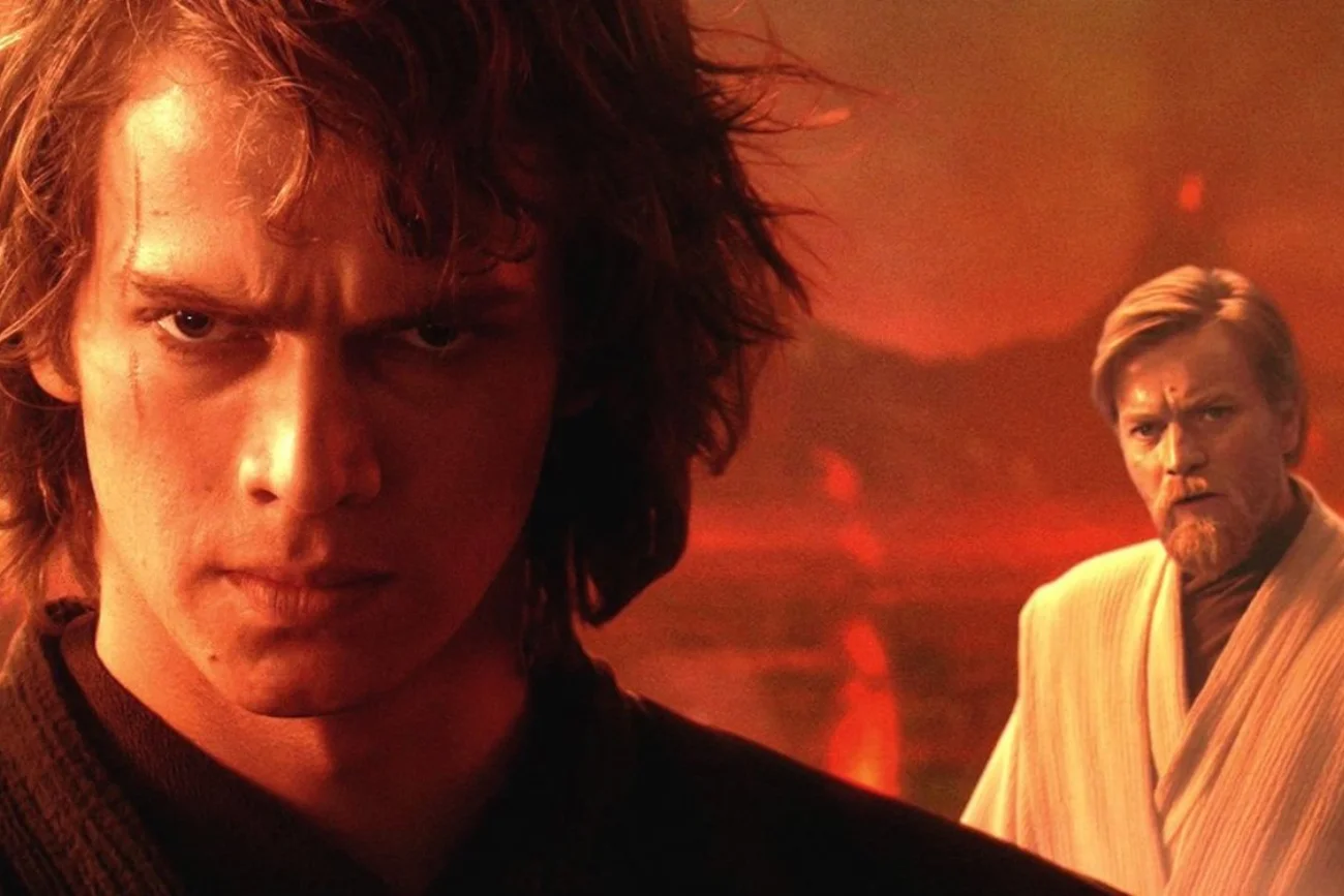 Hayden Christensen i Ewan McGregor w filmie "Zemsta Sithów".