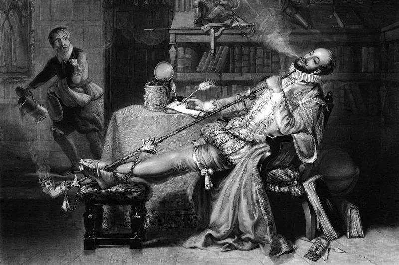 Palenie tytoniu pierwotnie było domeną ludzi z wyższych warstw społecznych. Przedstawiająca pierwszą angielską fajkę ilustracja pochodzi z książki „Tobacco, its history and associations”