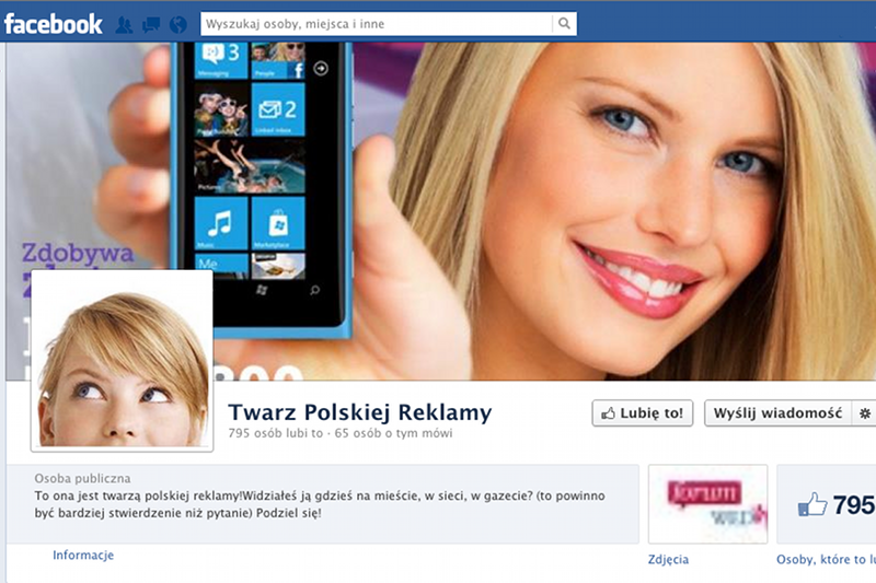 Profil "Twarz Polskiej Reklamy" na Facebooku