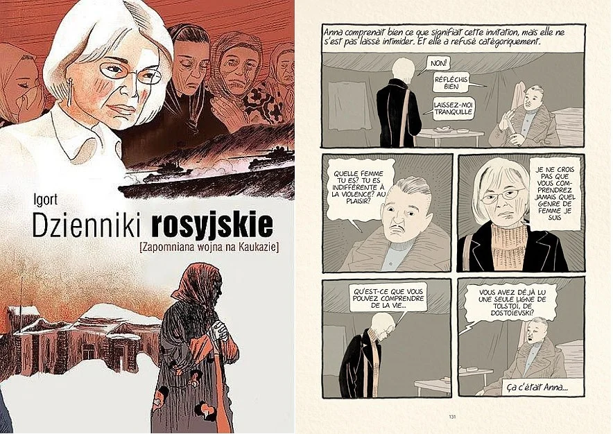 Okładka i oryginalna plansza z "Dzienników rosyjskich" Igorta.
