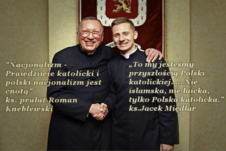 Ks. Roman Kneblewski i Jacek Międlar - wówczas jeszcze ksiądz – obaj uznawani za kapelanów nacjonalistów.