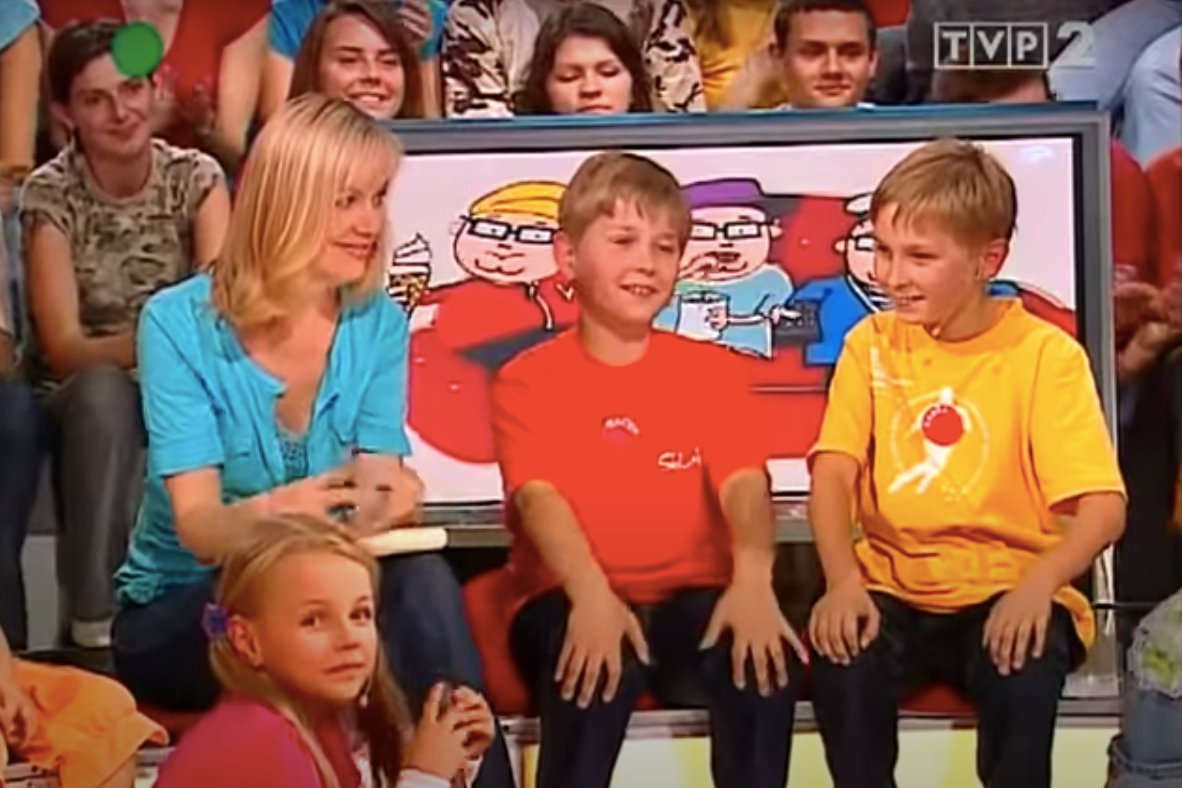 Kadr z programu "Duże dzieci" z udziałem Edyty Górniak