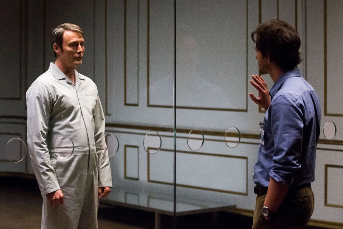 Mads Mikkelsen i Hugh Dancy w serialu "Hannibal".