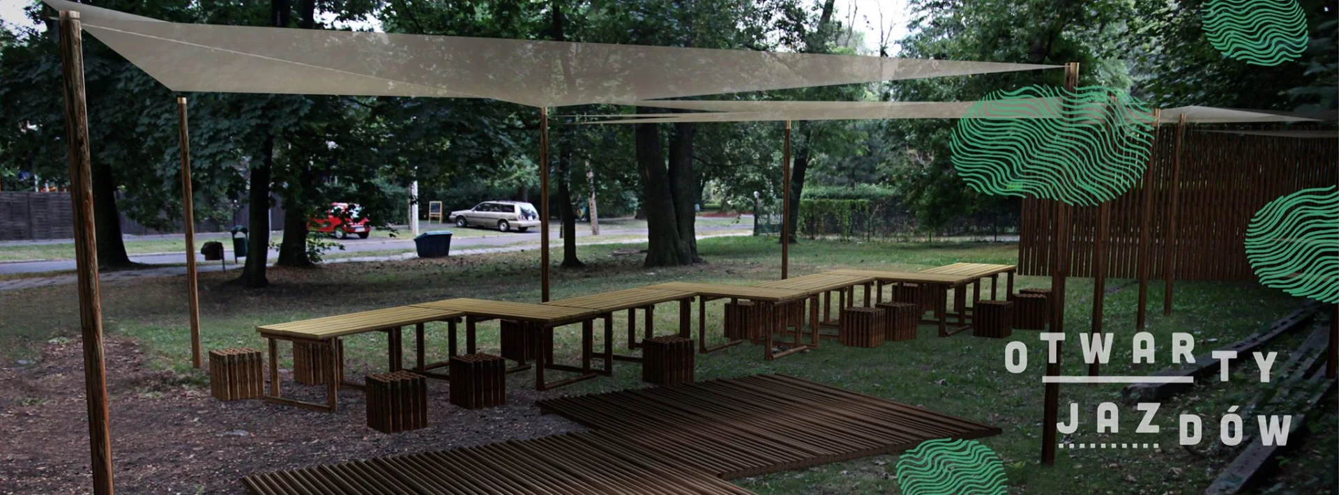 Wizualizacja instalacji architektonicznej "Otwarty Jazdów"