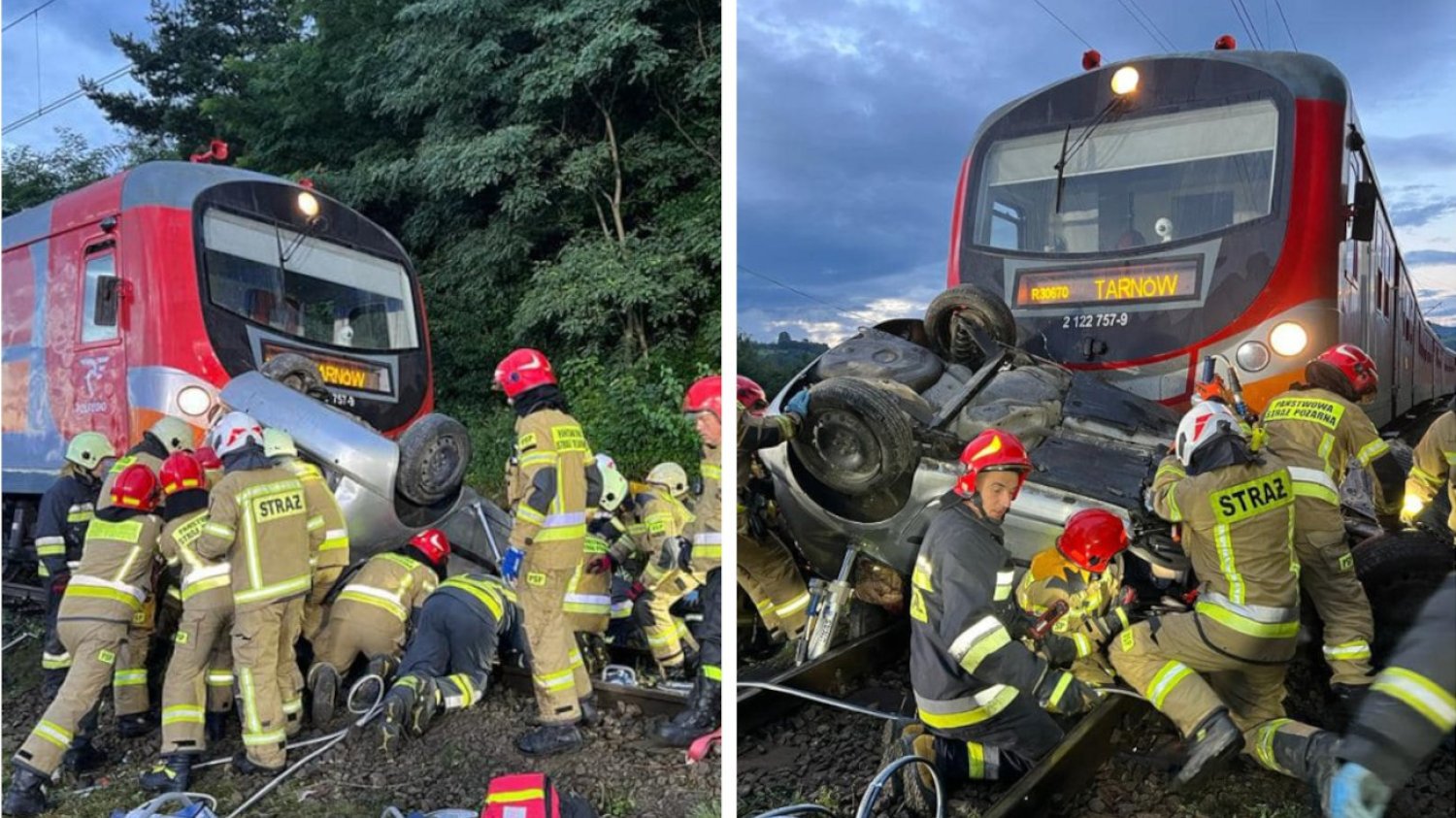 Koszmarny wypadek w Barcicach Górnych, auto wpadło pod pociag
