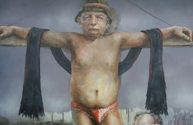 Fragment jednego z obrazów Piotra Jakubczaka.