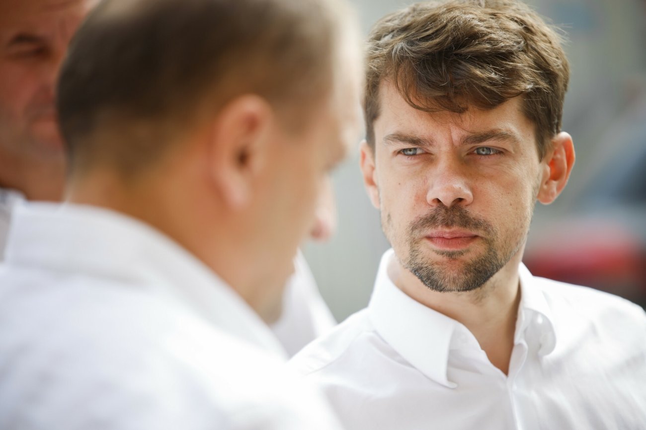 Michał Kołodziejczak z Donaldem Tuskiem.