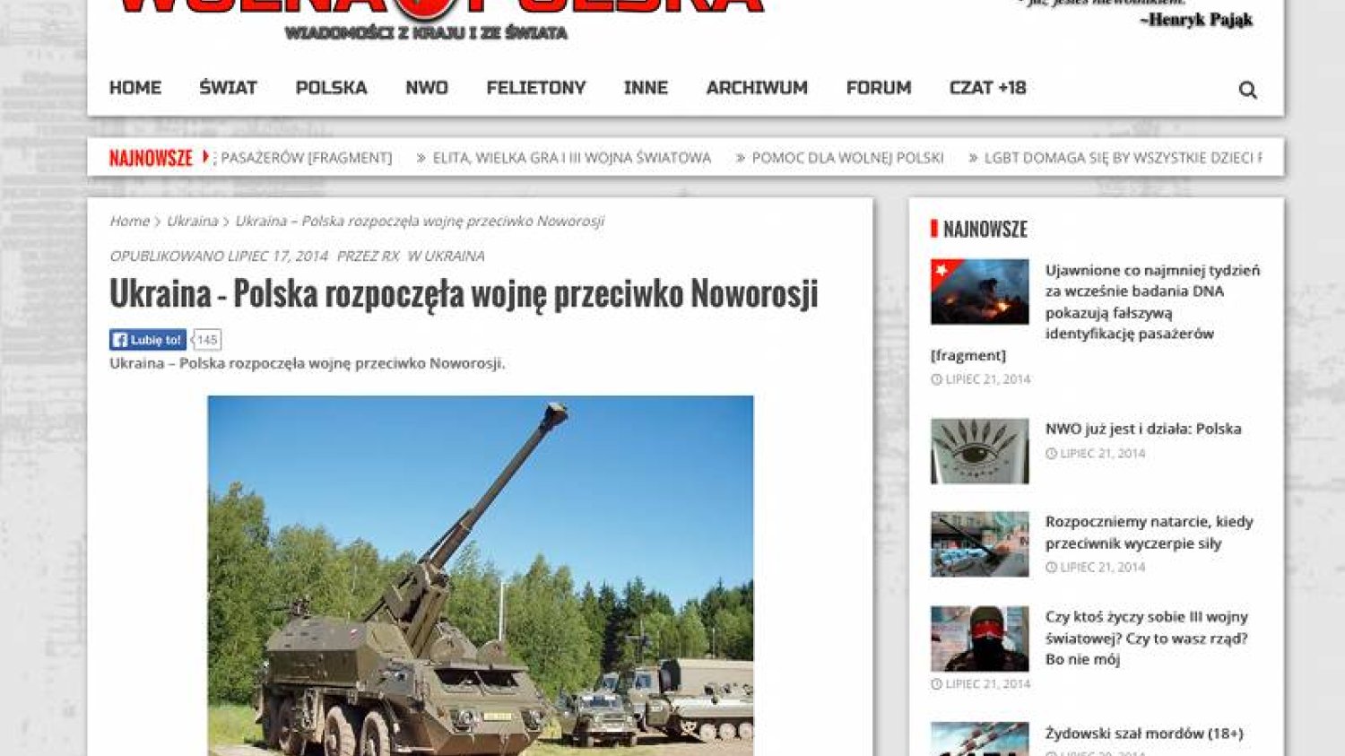 Jeden z prorosyjskich artykułów.