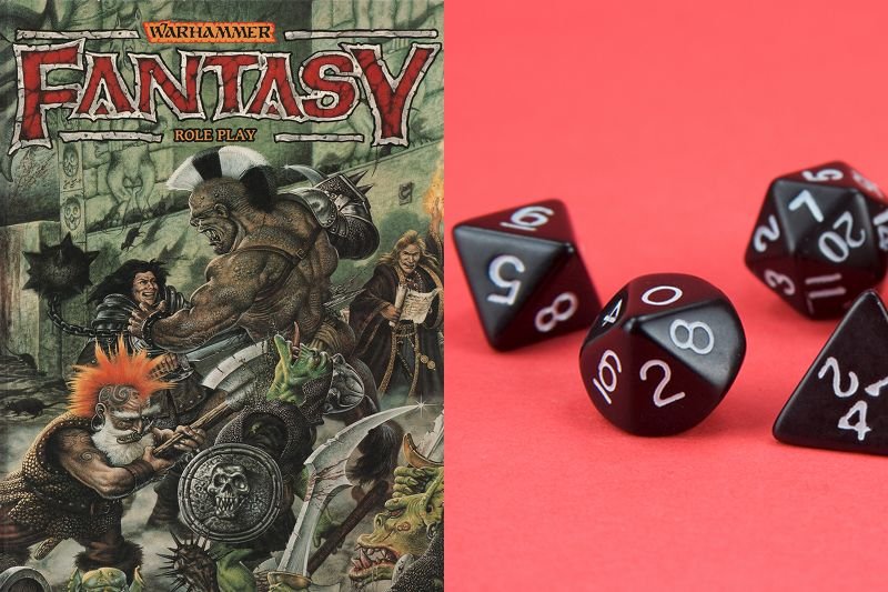 Gry fabularne mają już 40 lat. Na zdjęciu okładka podręcznika do gry Warhammer i niezbędne w tym hobby [url=http://shutr.bz/1mAACfn]kostki[/url].