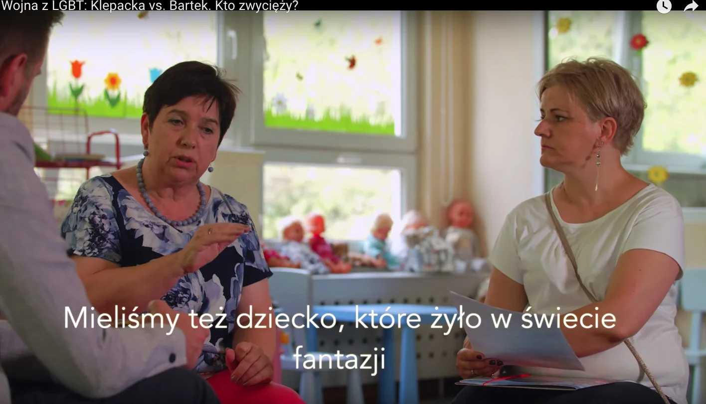 Zrzut ekranu z reportażu: "Wojna z LGBT: Klepacka vs. Bartek. Kto zwycięży?"