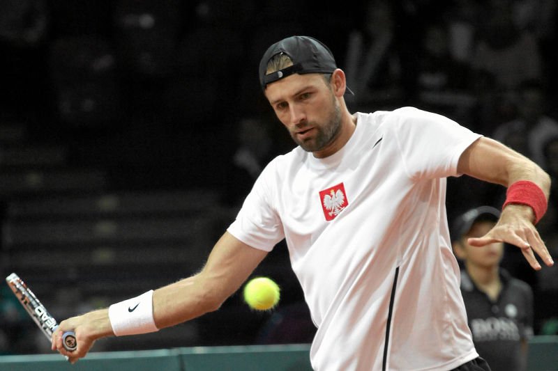 15.09.2013 Warszawa. Łukasz Kubot w trzecim dniu tenisowego meczu Polska - Australia z cyklu Davis Cup.