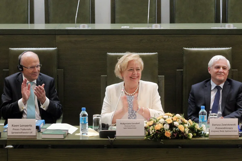 Prezes TSUE Koen Lenaerts, I prezes SN Małgorzata Gersdorf  i prezes izby cywilnej SN Dariusz Zawistowski