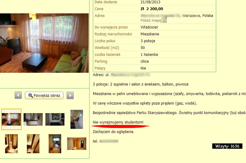 Studentom dziękujemy - mówią właściciele mieszkań